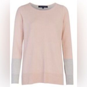 French Connection. Blush and Light Grey, Color Block Sweater.